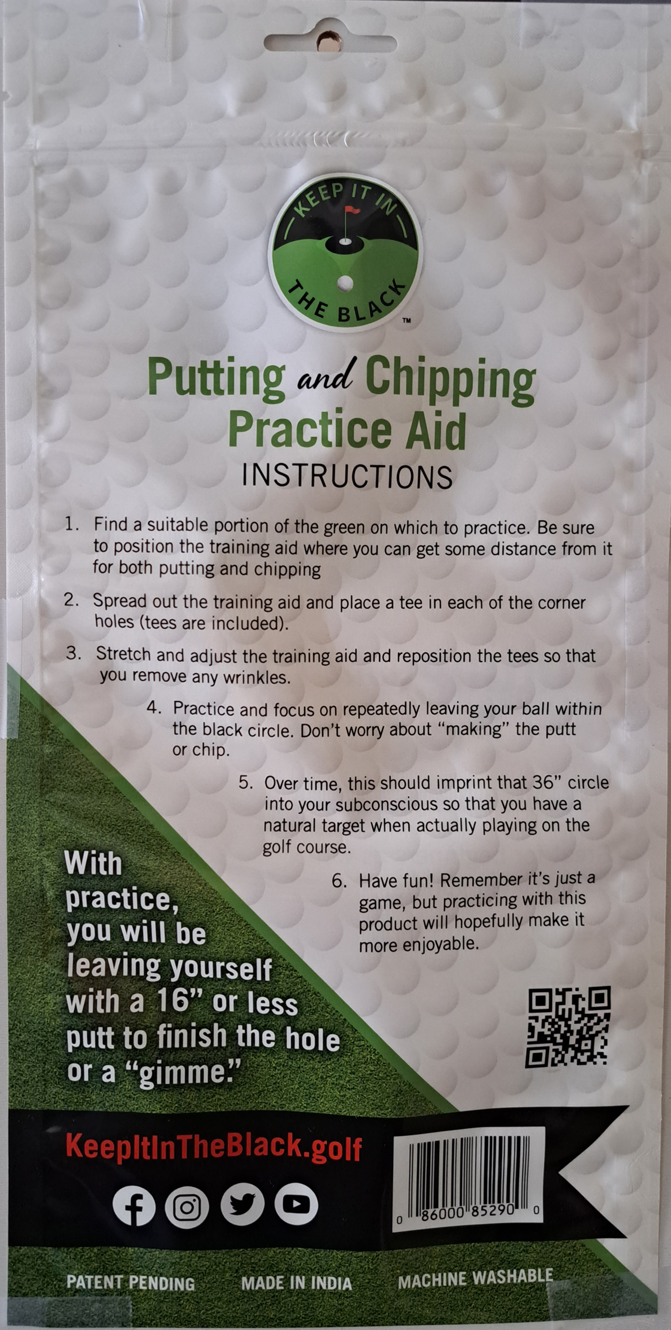 A new and revolutionary golf training aid to improve your putting and chipping to reduce your number of 3 putts - Keep It In The Black